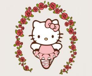 Puzzle Hello Kitty με λουλούδια